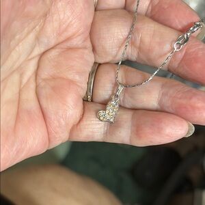 Silver and Gold Solitaire Crystal Pendant Necklace